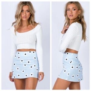 Princess Polly Shelley Light Blue Floral Mini Skirt
